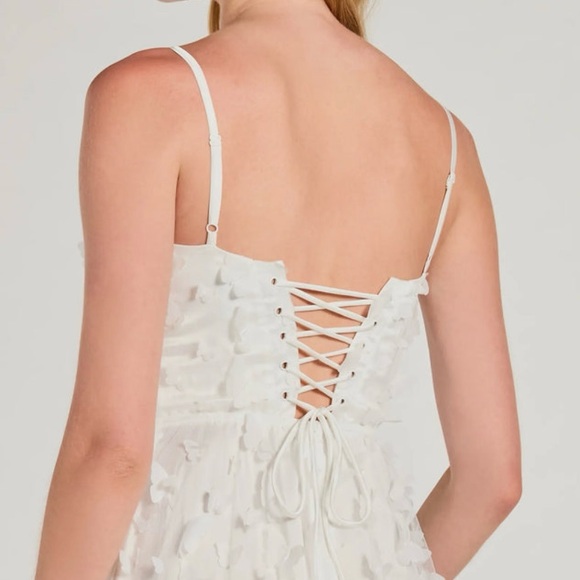 White butterfly appliqué corset lace up midi dress - S NWT - Picture 4 of 4